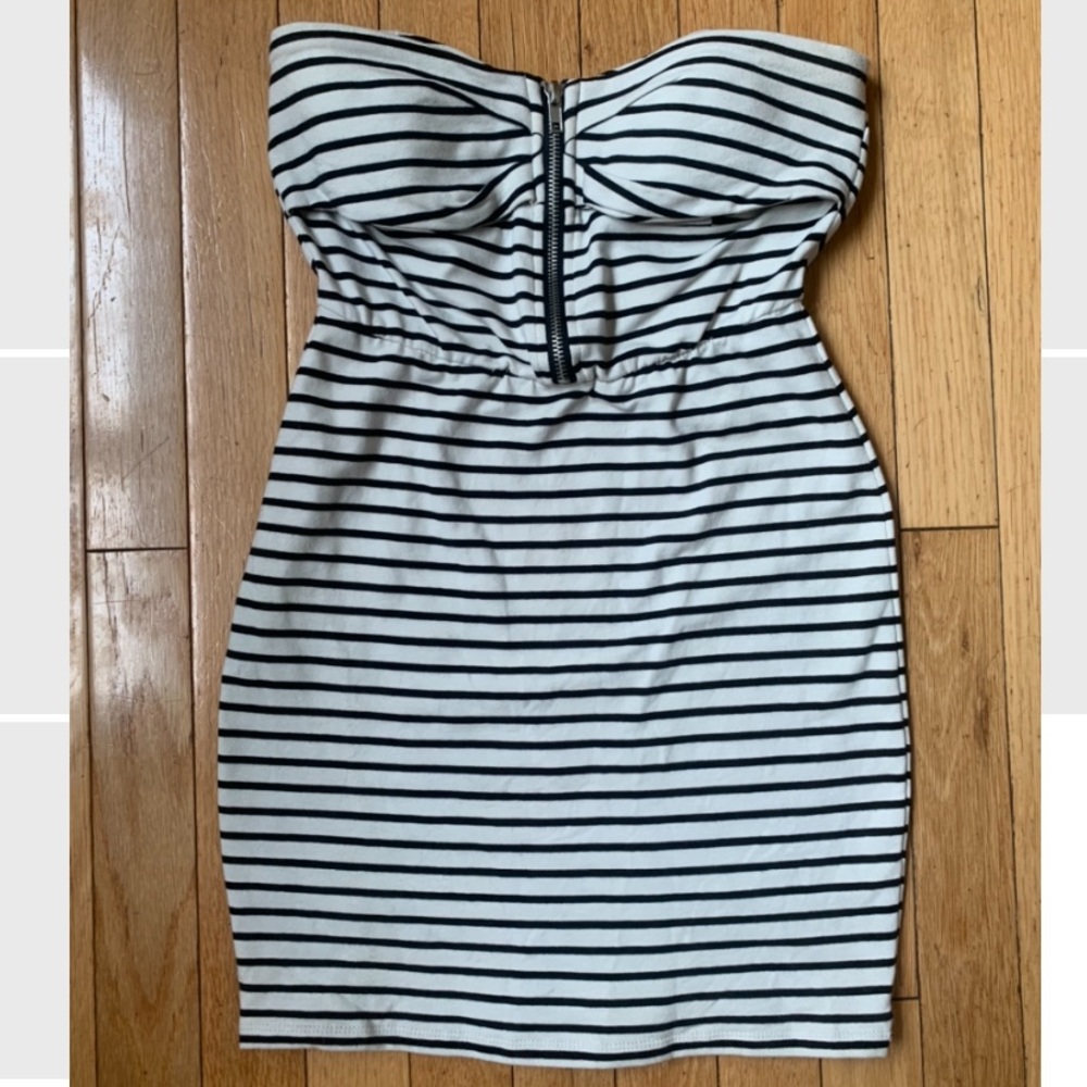 Black and white striped dress